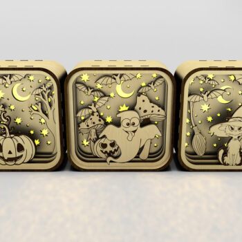 Intra απο ξύλο plywood 3mm-4mm πάχος – Shadow Box για Halloween Σετ 3 τεμαχίων Δίασταση  20x20 cm INTRAFABR-106178104 - Image 1