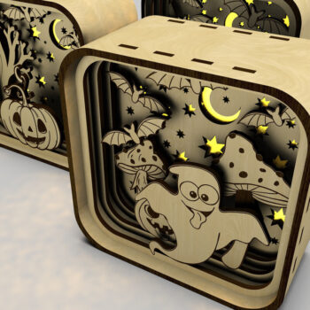 Intra απο ξύλο plywood 3mm-4mm πάχος – Shadow Box για Halloween Σετ 3 τεμαχίων Δίασταση  20x20 cm INTRAFABR-106178104 - Image 2