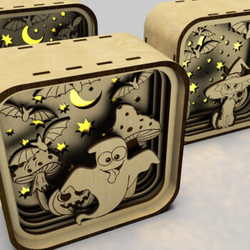 Intra απο ξύλο plywood 3mm-4mm πάχος – Shadow Box για Halloween Σετ 3 τεμαχίων Δίασταση  20x20 cm INTRAFABR-106178104 - Image 3