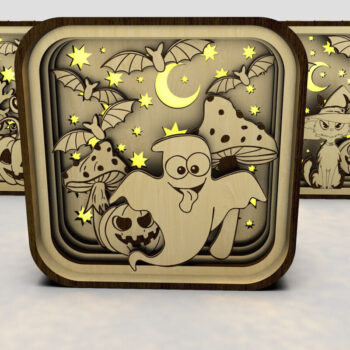 Intra απο ξύλο plywood 3mm-4mm πάχος – Shadow Box για Halloween Σετ 3 τεμαχίων Δίασταση  20x20 cm INTRAFABR-106178104 - Image 4