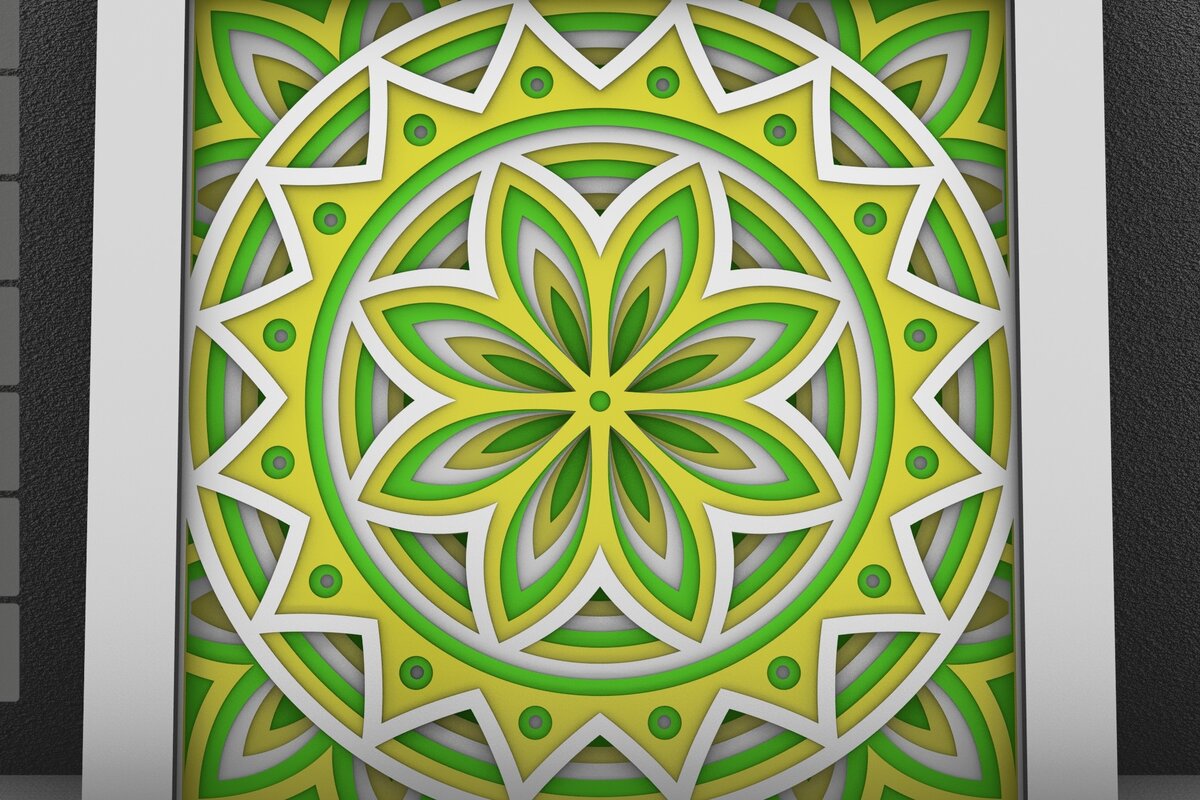 Intra απο ξύλο plywood 3mm-4mm πάχος – Shadow Box Mandala, Χαρτί κομμένο λουλούδι Δίασταση  20x20 cm INTRAFABR-30731663