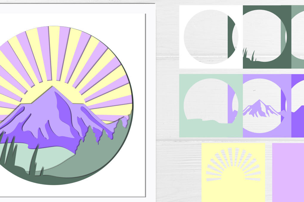 Intra απο ξύλο plywood 3mm-4mm πάχος – Shadow Box Mountain 3d Papercut Δίασταση  20x20 cm INTRAFABR-65547338