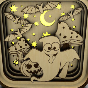 Intra απο ξύλο plywood 3mm-4mm πάχος – Shadow Box with Ghost για το Halloween Δίασταση  20x20 cm INTRAFABR-106178103