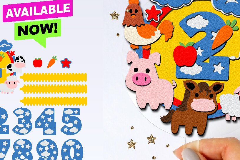 Intra απο ξύλο plywood 3mm-4mm πάχος – Πάρτι γενεθλίων Shaker Cake Topper Farm Δίασταση  20x20 cm INTRAFABR-81502038