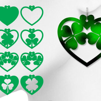 Intra απο ξύλο plywood 3mm-4mm πάχος – Shamrock Earrings, St Patrick's Day Δίασταση  5x5 cm INTRAFABR-6890753 - Image 1