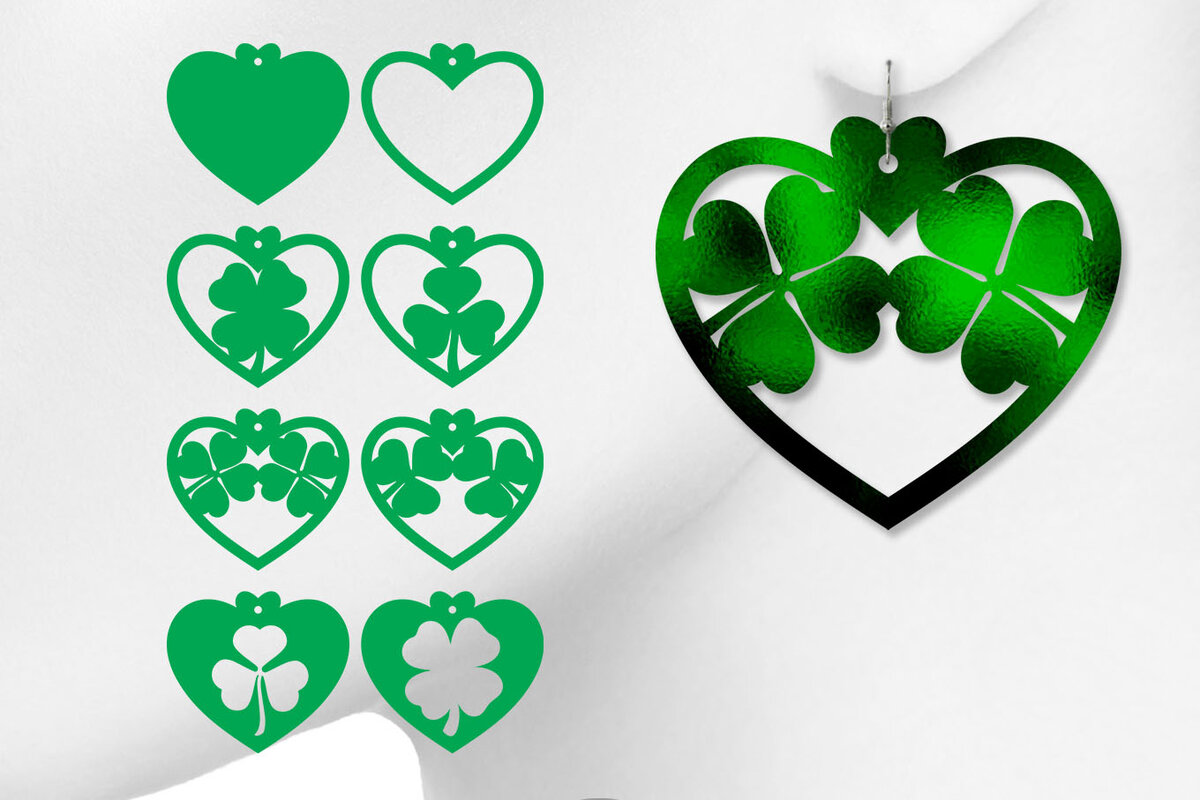 Intra απο ξύλο plywood 3mm-4mm πάχος – Shamrock Earrings, St Patrick's Day Δίασταση  5x5 cm INTRAFABR-6890753