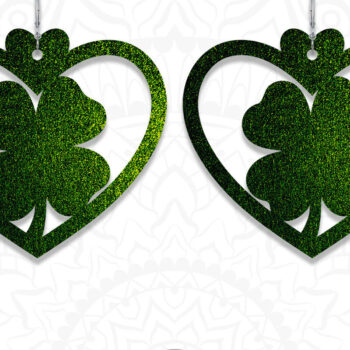 Intra απο ξύλο plywood 3mm-4mm πάχος – Shamrock Earrings, St Patrick's Day Δίασταση  5x5 cm INTRAFABR-6890753 - Image 5