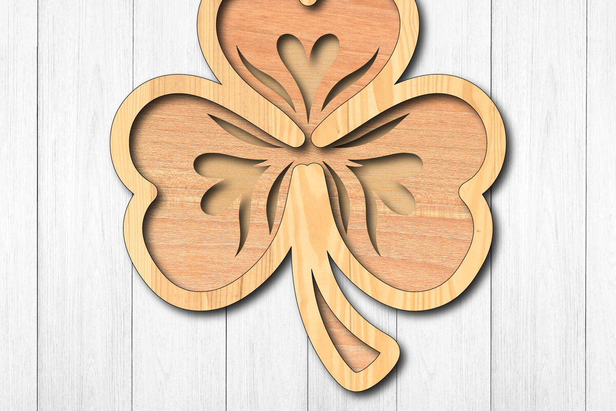 Intra απο ξύλο plywood 3mm-4mm πάχος – Shamrock Laser-Cut St. Patrick's Day Δίασταση  20x20 cm INTRAFABR-118145826