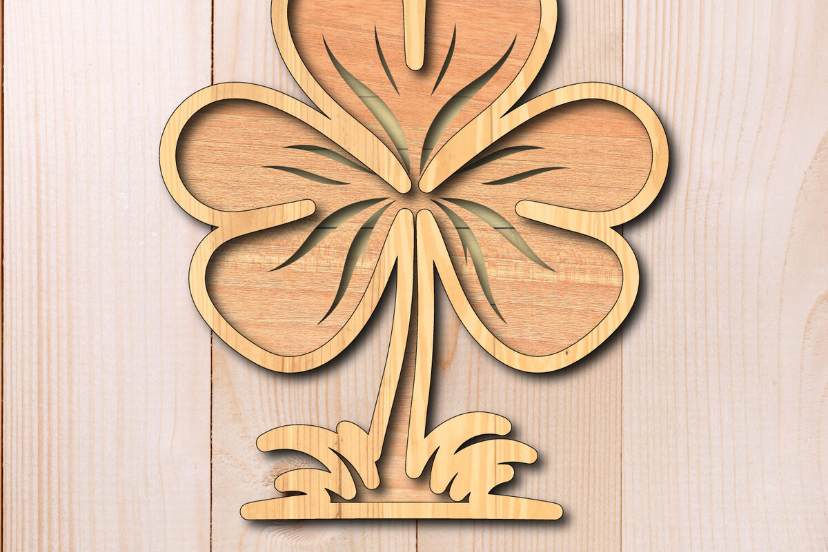 Intra απο ξύλο plywood 3mm-4mm πάχος – Shamrock Laser-Cut St. Patrick’s Day Δίασταση  20x20 cm INTRAFABR-118145581