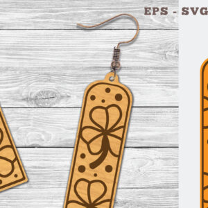 Intra απο ξύλο plywood 3mm-4mm πάχος – Shamrock Leaves Σκουλαρίκια κομμένα με λέιζερ Δίασταση  5x5 cm INTRAFABR-103064873