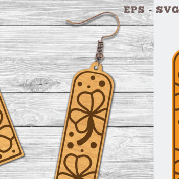 Intra απο ξύλο plywood 3mm-4mm πάχος – Shamrock Leaves Σκουλαρίκια κομμένα με λέιζερ Δίασταση  5x5 cm INTRAFABR-103064873 - Image 1