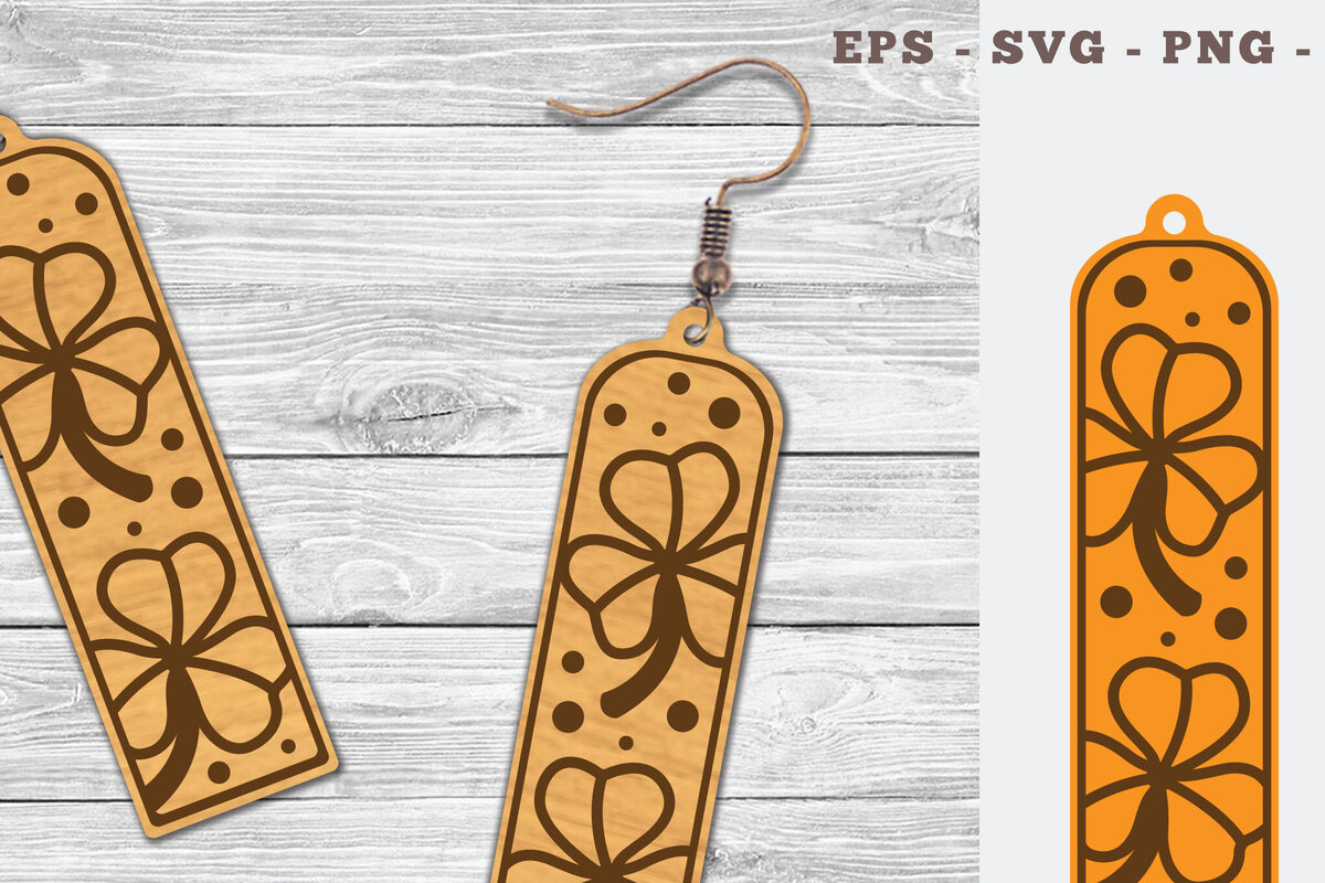 Intra απο ξύλο plywood 3mm-4mm πάχος – Shamrock Leaves Σκουλαρίκια κομμένα με λέιζερ Δίασταση  5x5 cm INTRAFABR-103064873