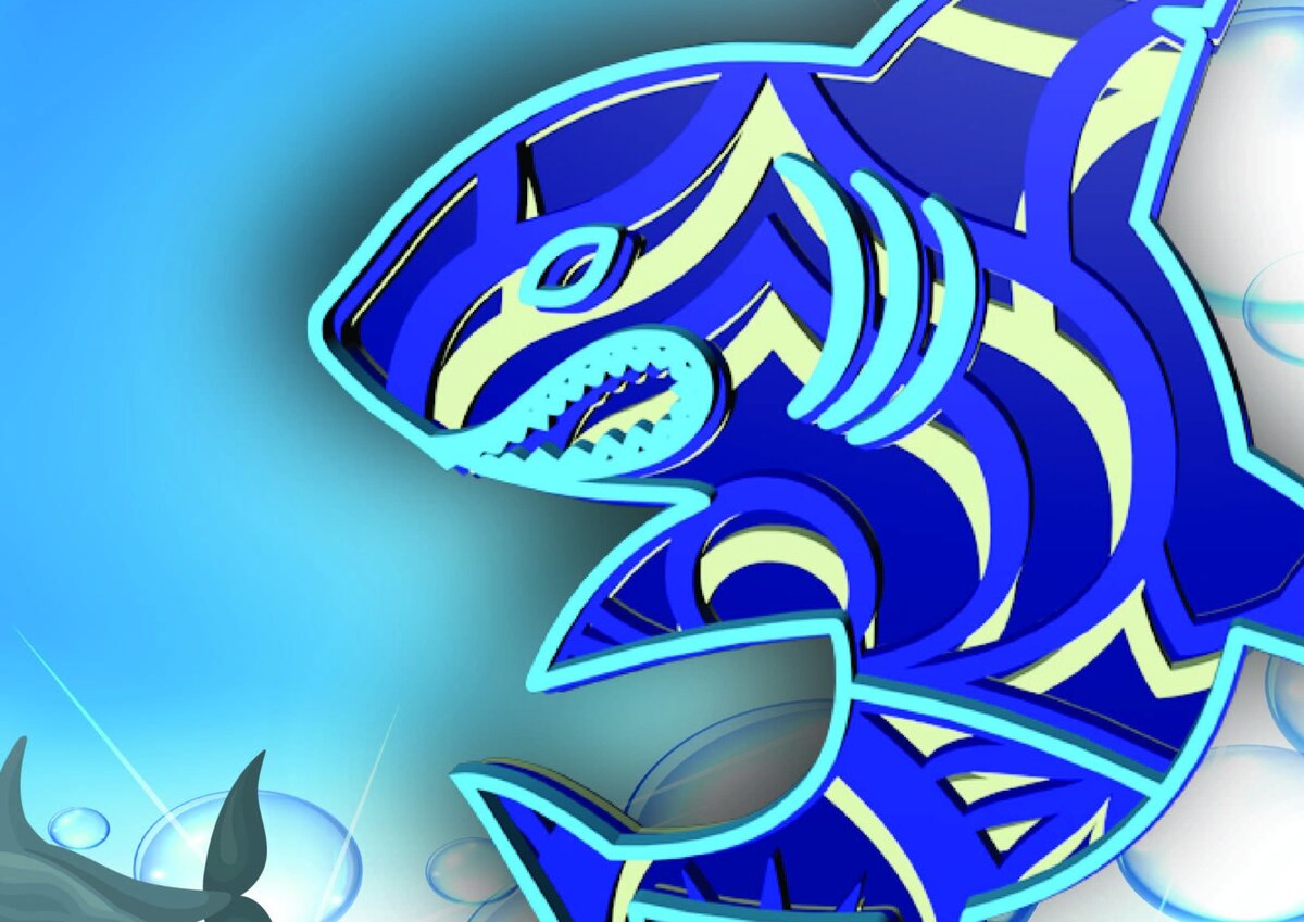 Intra απο ξύλο plywood 3mm-4mm πάχος – Shark 3D, 4 Layers, Mandala Δίασταση  20x20 cm INTRAFABR-31142461