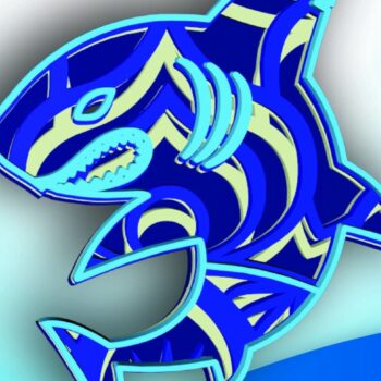 Intra απο ξύλο plywood 3mm-4mm πάχος – Shark 3D, 4 Layers, Mandala Δίασταση  20x20 cm INTRAFABR-31142461 - Image 3