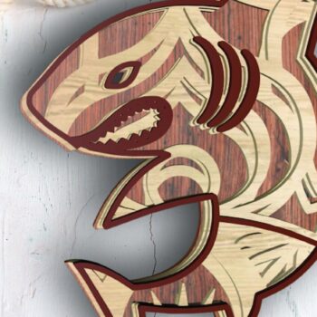Intra απο ξύλο plywood 3mm-4mm πάχος – Shark 3D, 4 Layers, Mandala Δίασταση  20x20 cm INTRAFABR-31142461 - Image 4