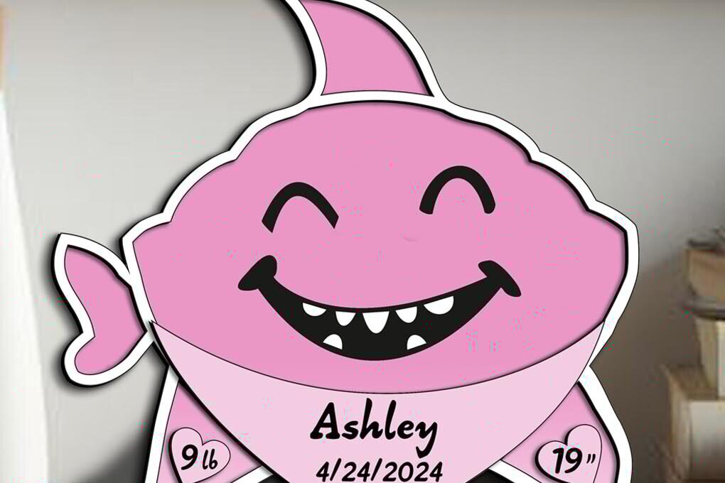 Intra απο ξύλο plywood 3mm-4mm πάχος – Σήμα ανακοίνωσης γέννησης μωρού καρχαρία Δίασταση  20x20 cm INTRAFABR-103245818