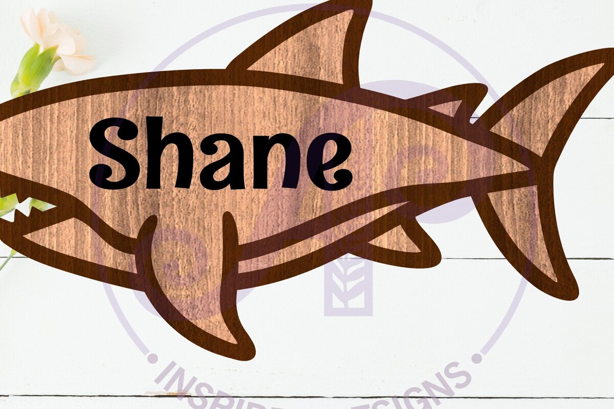 Intra απο ξύλο plywood 3mm-4mm πάχος – Σύμβολο ονόματος περιγράμματος καρχαρία δύο επιπέδων Δίασταση  20x20 cm INTRAFABR-111250281