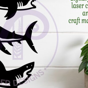 Intra απο ξύλο plywood 3mm-4mm πάχος – Shark Silhouette Laser Αποκοπή αρχείου Δίασταση  20x20 cm INTRAFABR-118442865 - Image 2