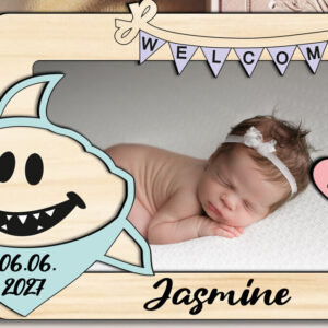 Intra απο ξύλο plywood 3mm-4mm πάχος – Δώρο με κορνίζα λέιζερ φωτογραφιών μωρού Shark Δίασταση  20x20 cm INTRAFABR-123727664