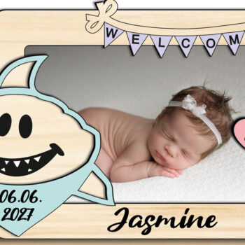 Intra απο ξύλο plywood 3mm-4mm πάχος – Δώρο με κορνίζα λέιζερ φωτογραφιών μωρού Shark Δίασταση  20x20 cm INTRAFABR-123727664 - Image 2