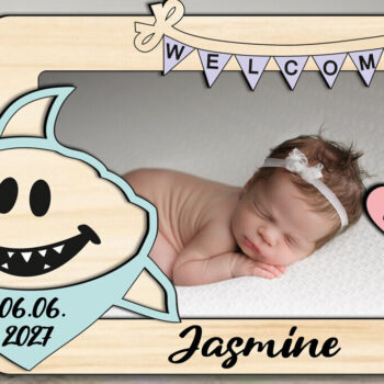 Intra απο ξύλο plywood 3mm-4mm πάχος – Δώρο με κορνίζα λέιζερ φωτογραφιών μωρού Shark Δίασταση  20x20 cm INTRAFABR-123727664 - Image 3