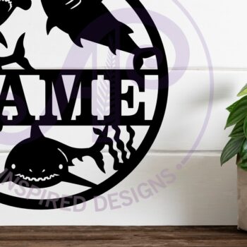 Intra απο ξύλο plywood 3mm-4mm πάχος – Σήμα ονόματος με θέμα καρχαρία Laser Δίασταση  20x20 cm INTRAFABR-106094260 - Image 2