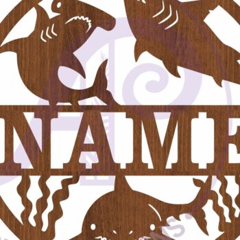 Intra απο ξύλο plywood 3mm-4mm πάχος – Σήμα ονόματος με θέμα καρχαρία Laser Δίασταση  20x20 cm INTRAFABR-106094260 - Image 4