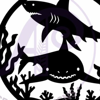 Intra απο ξύλο plywood 3mm-4mm πάχος – Sharks Wall Art Sign, Αρχείο Δίασταση 40x30 cm INTRAFABR-111320223 - Image 4