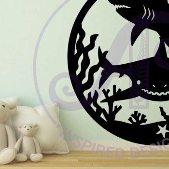 Intra απο ξύλο plywood 3mm-4mm πάχος – Sharks Wall Art Sign, Αρχείο Δίασταση  40x30 cm INTRAFABR-111319906 - Image 3