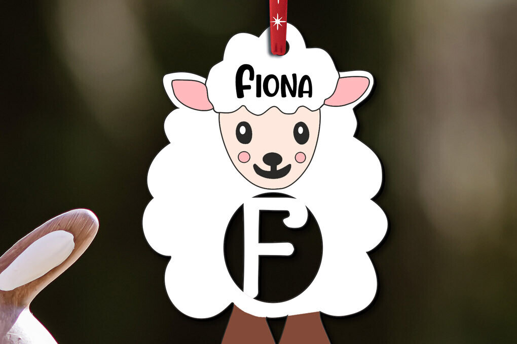 Intra απο ξύλο plywood 3mm-4mm πάχος – Προβατίνα Πασχαλινό Στολίδι Γράμμα F Lamb Δίασταση  20x20 cm INTRAFABR-112720400