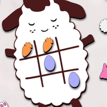 Intra απο ξύλο plywood 3mm-4mm πάχος – Πρόβατα Πάσχα Tic Tac Toe Παιδικό παιχνίδι Παιδί Δίασταση  20x20 cm INTRAFABR-114022886 - Image 1