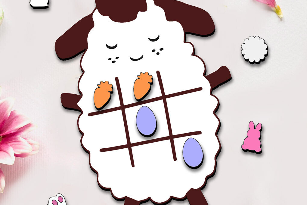 Intra απο ξύλο plywood 3mm-4mm πάχος – Πρόβατα Πάσχα Tic Tac Toe Παιδικό παιχνίδι Παιδί Δίασταση  20x20 cm INTRAFABR-114022886