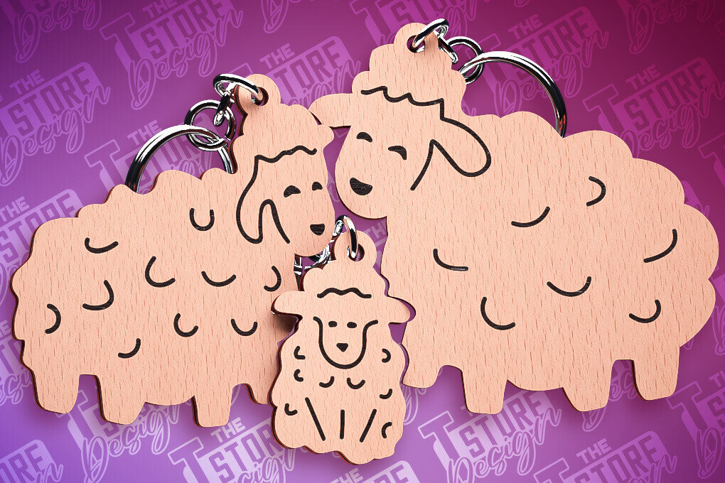 Intra απο ξύλο plywood 3mm-4mm πάχος – Μπρελόκ για Πρόβατα Family Puzzle | Αρχεία CNC Δίασταση  5x5 cm INTRAFABR-87306316