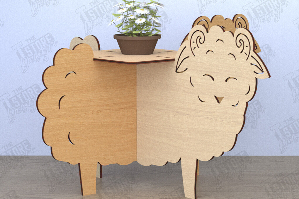 Intra απο ξύλο plywood 3mm-4mm πάχος – Στάση για γλάστρα σε σχήμα προβάτου|Διακόσμηση σπιτιού Δίασταση  20x20 cm INTRAFABR-119248798