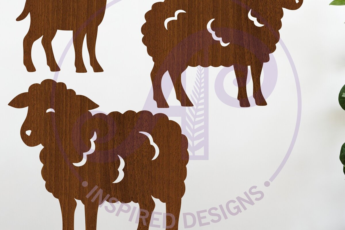 Intra απο ξύλο plywood 3mm-4mm πάχος – Αρχείο με λέιζερ σιλουέτα προβάτου Δίασταση  20x20 cm INTRAFABR-124429166