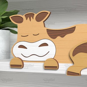 Intra απο ξύλο plywood 3mm-4mm πάχος – Shelf Sitters Cow. Αγελάδα Δίασταση 20x20 cm INTRAFABR-86429146 - Image 1