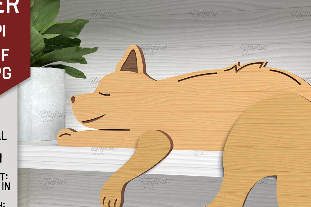 Intra απο ξύλο plywood 3mm-4mm πάχος – Shelf Sitters Dog Cut Laser. Σκύλος Δίασταση  20x20 cm INTRAFABR-86429199