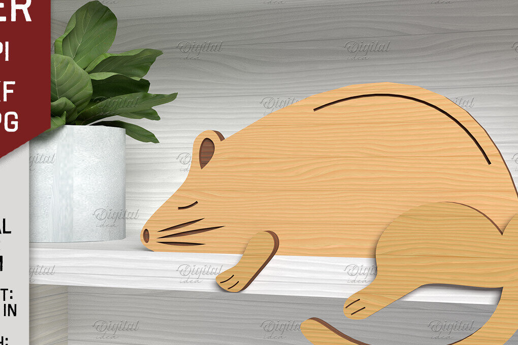 Intra απο ξύλο plywood 3mm-4mm πάχος – Shelf Sitters Mouse Cut Laser. Ποντίκι Δίασταση  20x20 cm INTRAFABR-86429066