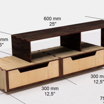 Intra απο ξύλο plywood 3mm-4mm πάχος – Ράφι με συρτάρια για επιτραπέζια Δίασταση  20x20 cm INTRAFABR-115011391 - Image 2