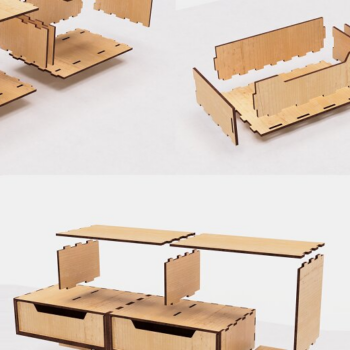 Intra απο ξύλο plywood 3mm-4mm πάχος – Ράφι με συρτάρια για επιτραπέζια Δίασταση  20x20 cm INTRAFABR-115011391 - Image 3