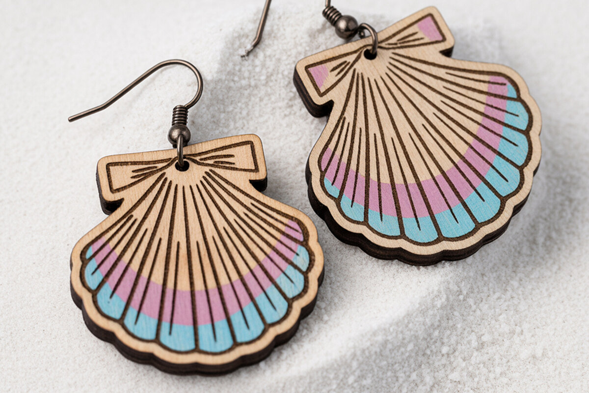 Intra απο ξύλο plywood 3mm-4mm πάχος – Σκουλαρίκια με φιόγκο Shell Cut Laser Δίασταση  5x5 cm INTRAFABR-121576977