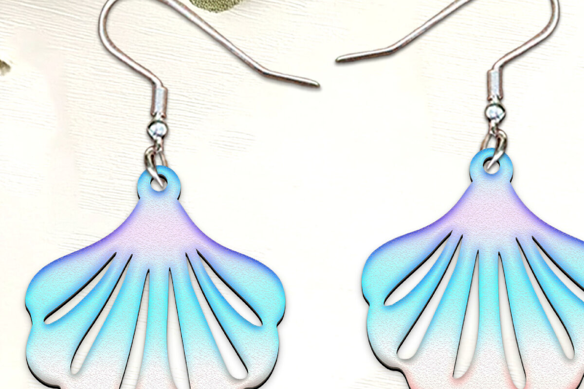 Intra απο ξύλο plywood 3mm-4mm πάχος – Σκουλαρίκια Shell Cut Laser. Σκουλαρίκια θάλασσας Δίασταση  5x5 cm INTRAFABR-122534515