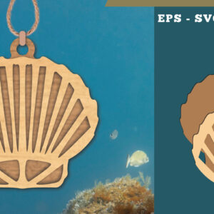 Intra απο ξύλο plywood 3mm-4mm πάχος – Στολίδι κοπής με λέιζερ Shell 1 Δίασταση  20x20 cm INTRAFABR-112012856