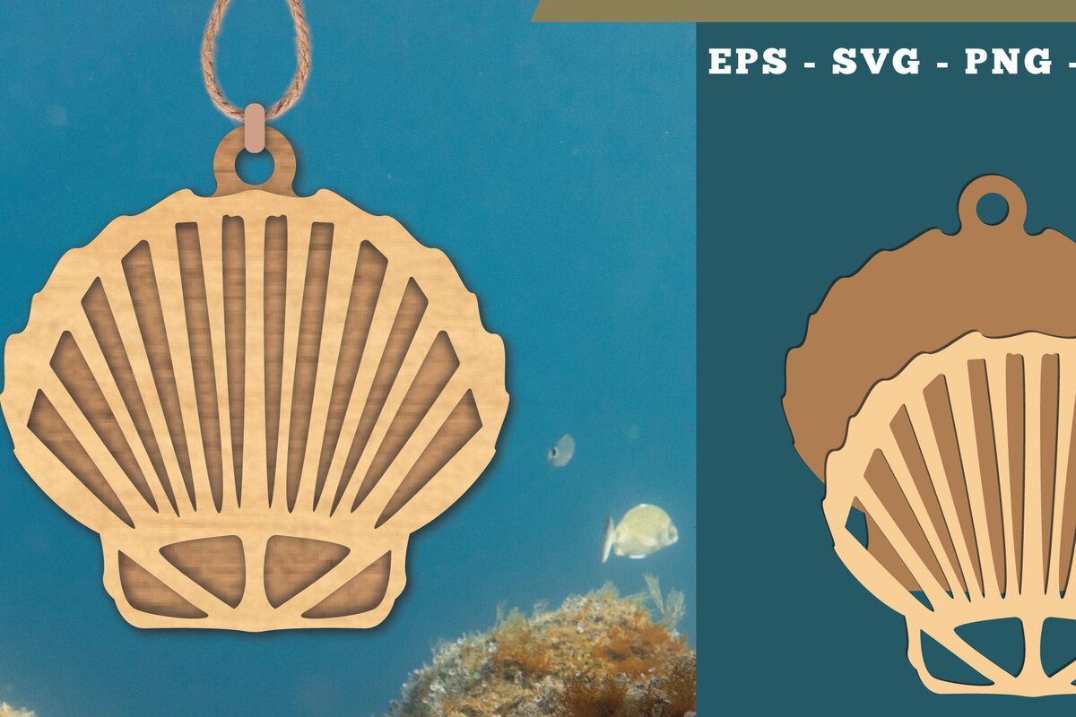 Intra απο ξύλο plywood 3mm-4mm πάχος – Στολίδι κοπής με λέιζερ Shell 1 Δίασταση  20x20 cm INTRAFABR-112012856