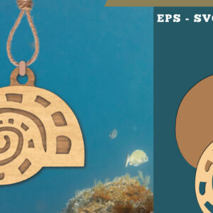 Intra απο ξύλο plywood 3mm-4mm πάχος – Στολίδι κοπής με λέιζερ Shell 2 Δίασταση  20x20 cm INTRAFABR-112012875