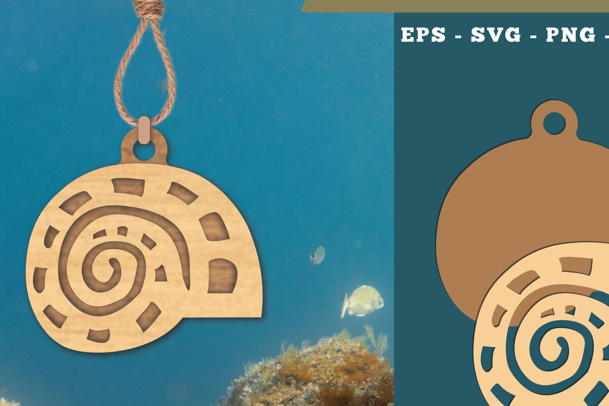 Intra απο ξύλο plywood 3mm-4mm πάχος – Στολίδι κοπής με λέιζερ Shell 2 Δίασταση  20x20 cm INTRAFABR-112012875