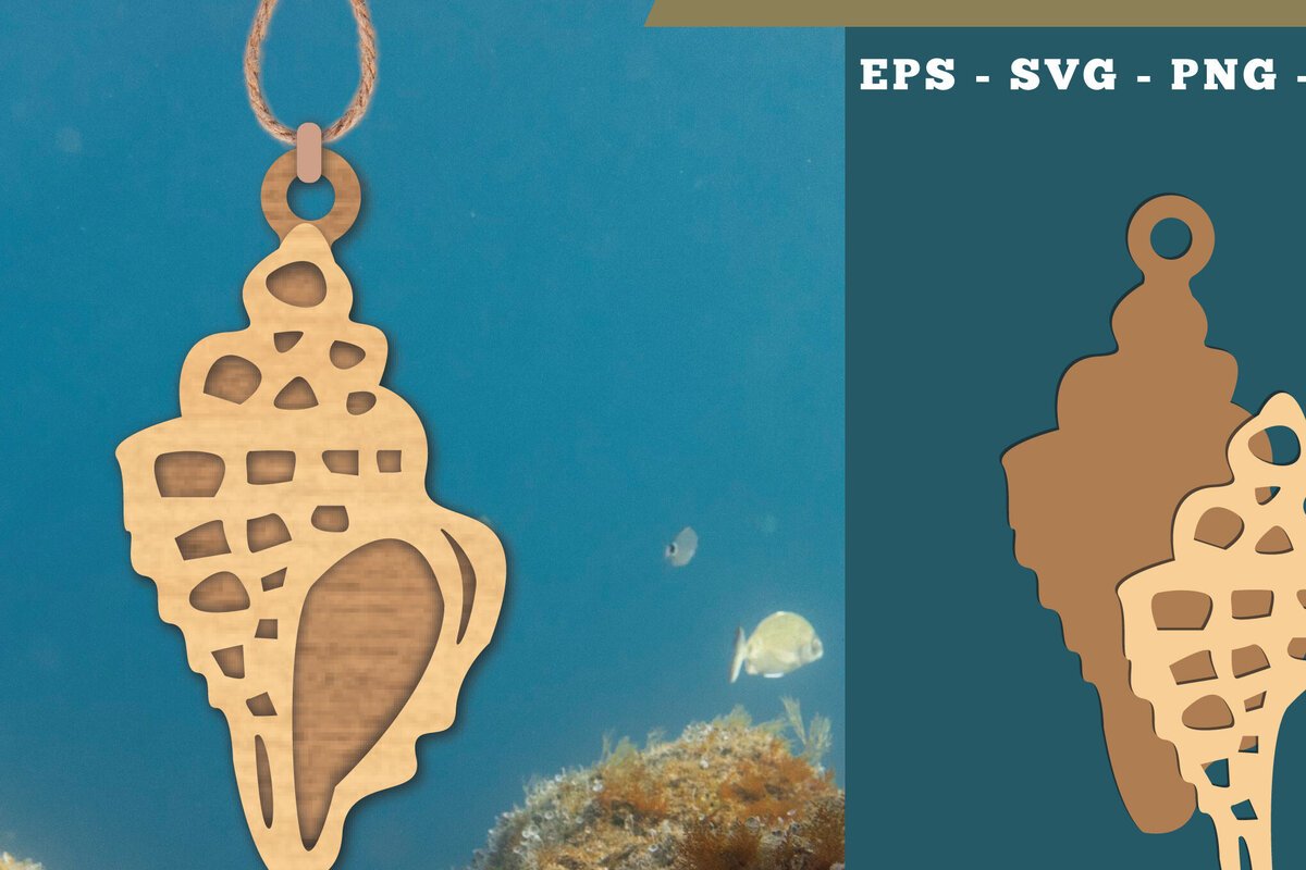 Intra απο ξύλο plywood 3mm-4mm πάχος – Στολίδι κοπής με λέιζερ Shell 3 Δίασταση  20x20 cm INTRAFABR-112012887