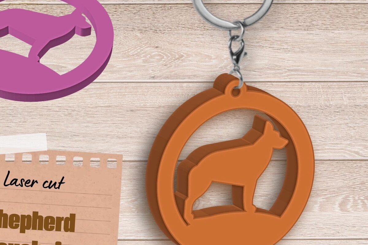 Intra απο ξύλο plywood 3mm-4mm πάχος – Μπρελόκ Shepherd Dog, Dog Lover Charm Δίασταση  5x5 cm INTRAFABR-89805029