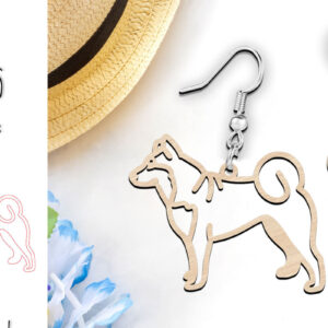 Intra απο ξύλο plywood 3mm-4mm πάχος – Αρχείο κοπής με λέιζερ Shiba Inu Dog Earrings Δίασταση  5x5 cm INTRAFABR-119536717