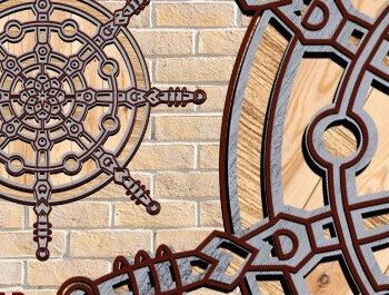 Intra απο ξύλο plywood 3mm-4mm πάχος – Τροχός πλοίου Ναυτική 3D Δίασταση  20x20 cm INTRAFABR-34875049 - Image 1